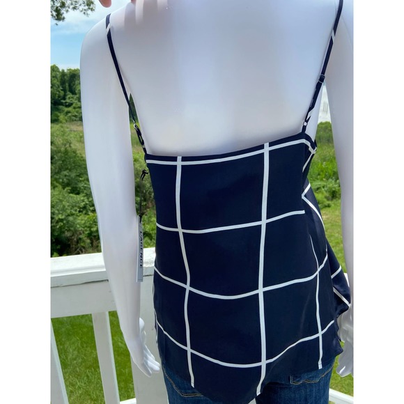 L'AGENCE Jane Windowpane Silk Camisole Top - Navy/White - Size XS* WOM203 - Picture 5 of 8